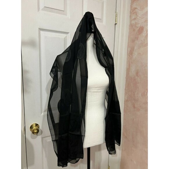 Black color sheer scarf  New100% polyester - Picture 1 of 5